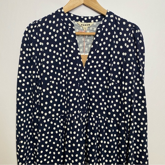 Boden Naomi Relaxed Jersey Dress 6R Navy Abstract Dot Preppy Feminine Polka dot - Picture 4 of 12